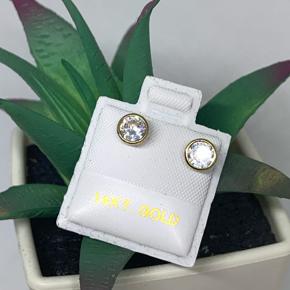 14k Gold Bezel Earrings - Picture 2 of 6